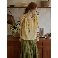 Embroidered Puff Sleeve Blouse