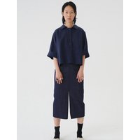 Slit Denim Midi Skirt Indigo Navy