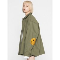 Elbow Embroidery Dot Smile Jacket Khaki