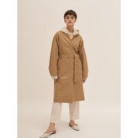 Collarless Trench Coat Beige