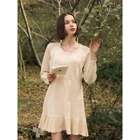 Waffle Cotton Cable Knit Raglan Dress