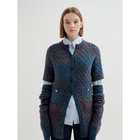 TWIGGY Cable Knit Mini Dress with Sleeve Warmers (Purple Multi)