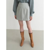 Vegan Leather Short Skirt_Grey
