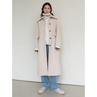 Wide Collar Single Breasted Coat (Light Beige)
