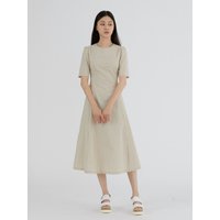 Ribbon Point Check Dress (Beige)