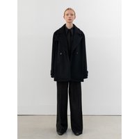 Wool Stand Collar Coat (Black)