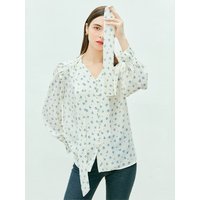Floral Printing Tie Blouse _ Yellow