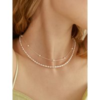 Silver 3mm Swarovski Pearl Curve Chain Necklace