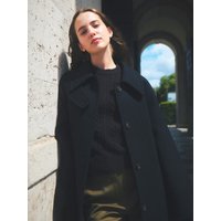 Cashmere Wool Single Breasted Coat (Black)