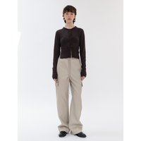 Faux Leather Cargo Jogger Pants (Beige)