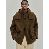 Overfit Hood Duffel Half Coat _ Brown
