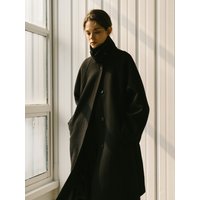 Raglan Wool Balmacaan Coat _ Black