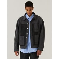 Oversized Fit Block Denim Trucker Jacket