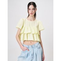 Ruffle Cancan Blouse, Yellow Green