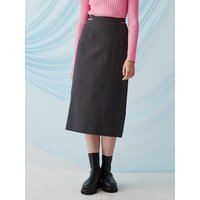 Cut-out Midi Skirt _Dark Grey