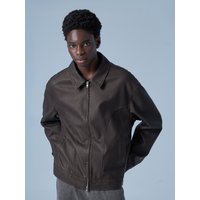 Oversized Curved Blouson Jacket _ Brown