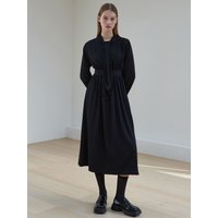 Shirring Tie Dress Black AD220