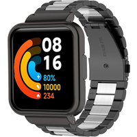 Strap-it Redmi Watch 2 Lite stalen band (zwart-zilver)