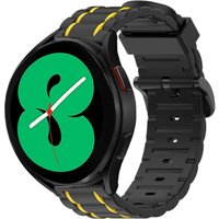 Strap-it Samsung Galaxy Watch 4 44mm sport gesp band (zwart-geel)