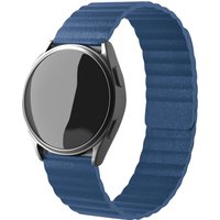 Strap-it Samsung Galaxy Watch 46mm leren loop bandje (donkerblauw)