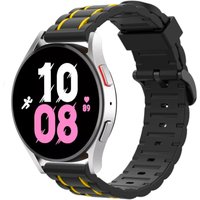 Strap-it Samsung Galaxy Watch 5 - 44mm sport gesp band (zwart-geel)