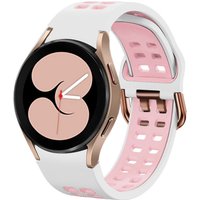 Strap-it Samsung Galaxy Watch 4 40mm sport square bandje (wit-roze)
