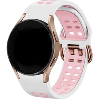 Strap-it Samsung Galaxy Watch 6 - 40mm sport square bandje (wit-roze)