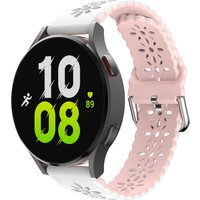 Strap-it Samsung Galaxy Watch 5 - 44mm siliconen bandje met patroon (wit-roze)