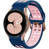 Strap-it Samsung Galaxy Watch 4 44mm sport square bandje (blauw-roze)