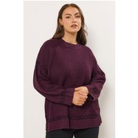 Yours Yours Damen Curve Lila Pullover mit Kontrastierendem Steppmuster in Größe 42-44 | Acryl