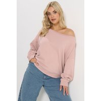 Yours Yours Damen Schulterfreies Sweatshirt in Hellrosa in Größe 50-52 | Baumwolle/Polyester