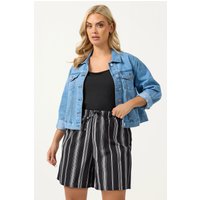 Yours Yours Damen Shorts in Schwarz mit Streifen in Größe 42 | Polyester