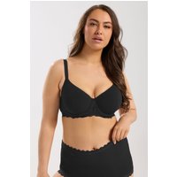 Yours Yours Fuller Bust Lingerie Bügel-BH in Schwarz aus Geripptem Softtouchmaterial in Größe 105J | Polyester/Elasthan/Polyamid