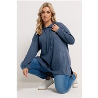 Yours Yours Damen Hoodie in Marineblau mit Waffelstrickmuster in Größe 50-52 | Baumwolle/Polyester