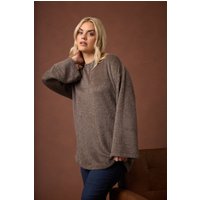 Yours Yours Damen Flauschiger Strickpullover in Braun in Größe 46 | Polyester/Elasthan/Nylon