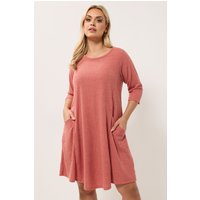 Yours Yours Damen Drapiertes Kleid in Orange mit Taschen in Größe 50-52 | Polyester/Elasthan
