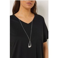Yours Yours Damen Silberfarbene Lange Halskette mit Strass und Anhängersize | Metall