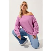 Yours Yours Damen Sweatshirt in Rosa mit Ausgeschnittenen Schultern in Größe 48 | Baumwolle/Polyester
