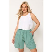 Yours Yours Damen Shorts in Mintgrün mit Muschelsaum in Größe 54-56 | Viskose