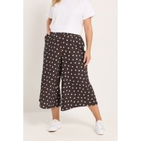 Yours Damen Yours – Gepunktete, Strukturierte Culottes in Schokobraun in Größe 44 | Polyester