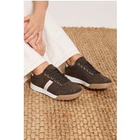 Yours Yours Damen Sneaker in Braun mit Seitenstreifen und Gummisohle in Extra Weiter Eeepassform in Größe 38EEE | Synthetik