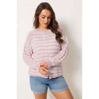 Yours Yours Damen Strickjacke in Rosa mit Streifen in Größe 58-60 | Baumwolle/Polyester/Viskose