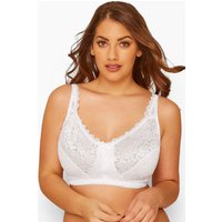 Yours Yours Fuller Bust Lingerie Nicht Gepolsterter, Bügelloser BH aus Glänzendem Material in Weiß in Größe 100J