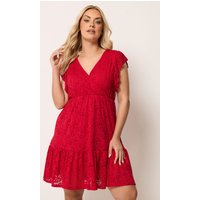 Yours Damen Yours – Pointellewickelkleid in Rot in Größe 58-60 | Elasthan