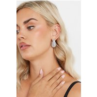 Yours Yours Damen Silberfarbene Ohrringe mit Strassanhänger in Tränenformsize | Metall