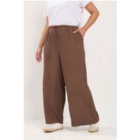 Yours Damen Yours – Strukturierte Hose in Schokobraun mit Weitem Bein in Größe Regular 50-52 | Polyester