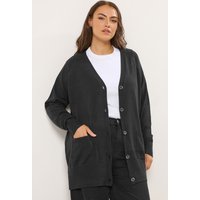 Yours Yours Damen Geknöpfter Boyfriendcardigan in Schwarz in Größe 46-48 | Acryl