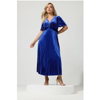 Yours London Yours London Damen Samtwickelkleid in Blau in Größe 46 | Polyester/Elasthan