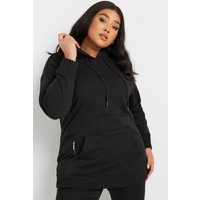 Yours Yours Damen Hoodie in Schwarz mit Zip in Größe 46 | Baumwolle