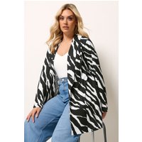 Yours Yours Damen Blazer in Schwarz mit Zebramuster in Größe 42 | Polyester